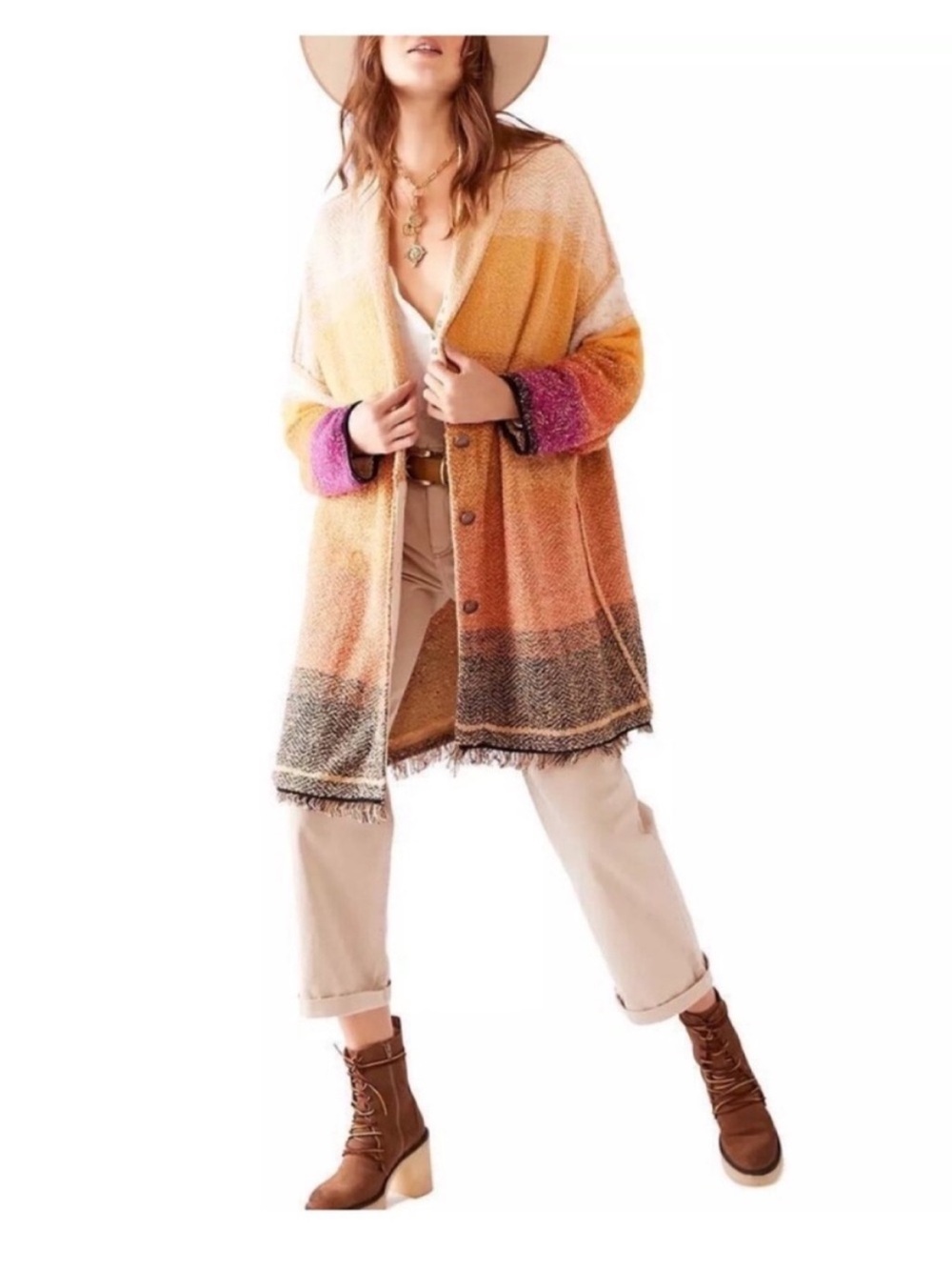 Free People EUC Sunset Park Cardi Size Small in Low Sun Combo